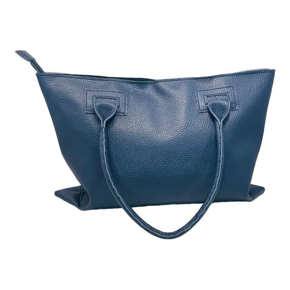 MSC Faux Leather Bucket/Tote Top Handle Bag With Polk Dot Interior - Picture 1 of 14